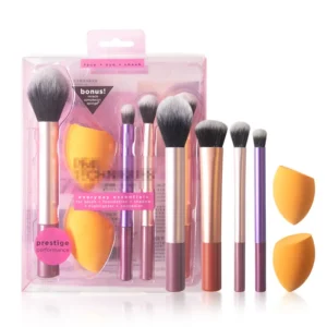 6-Pcs Best-Selling Makeup Brush & Sponge Set – 4 Brushes + 2 Beauty Blenders, Soft & High-Quality