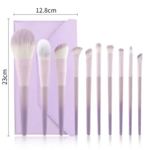 10-Pcs Purple Makeup Brush Set with Matching Cosmetic Bag – Soft Bristles, Full Face & Eye Kit