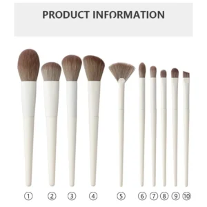10-Pcs Luxury Makeup Brush Set – Soft Bristles, High-End Ivory White Face & Eye Brush Kit